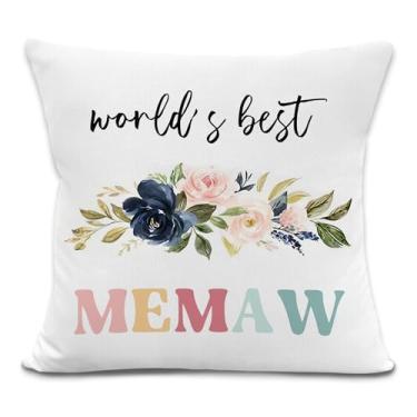 Imagem de laveliabel World's Best Memaw Capas de almofada 45,7 x 45,7 cm, para avó, presentes de Memaw, capas de almofada decorativas para presente de avó, capa de almofada para decoração de sofá de casa e