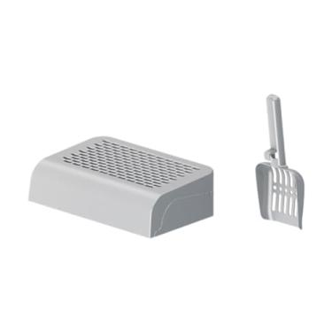 Imagem de Stgfyxgs Caixa de Areia para Gatos, Evita Lixo, Acessórios, Menos Desperdício, Rampa para Caixa de Areia para Gatos, Cinza com Colher