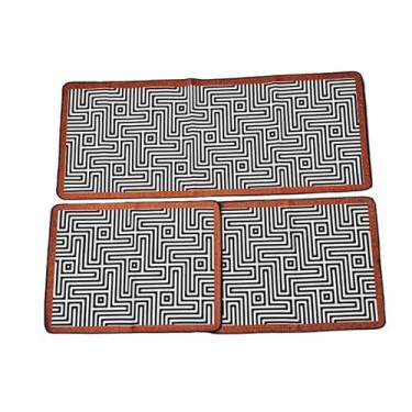 Imagem de Jogo De 3 Peças Tapete Cozinha Antiderrapante Jacquard Decoracao Impecavel Kit Tapete Cozinha(Labirinto)