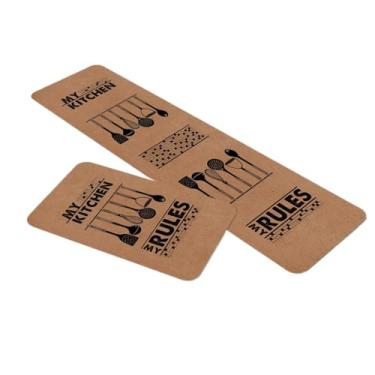 Imagem de Kit 2 Tapetes Cozinha Antiderrapante Poliester Estampas Modernas Segurança(TPCOZ5142)