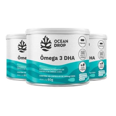 Imagem de Kit 3 Ômega 3 Dha 460Mg Ocean Drop Vegano 120 Cápsulas
