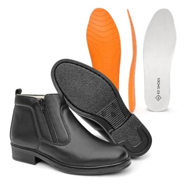 Imagem de Bota Botina Masculina Comfort Ed Shoes Couro Sola PU Palmilha Gel (Preto, 44, BR, Adulto, Numérico, 44)