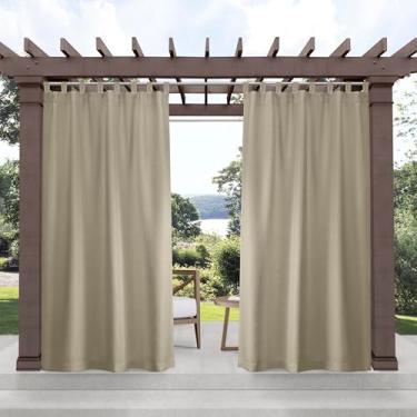 Imagem de Exclusive Home Curtains Par de painel de cortina superior liso para ambientes internos/externos, 137 x 278, castanho-acastanhado