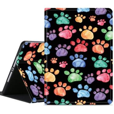 Imagem de Capa compatível com Apple iPad Air de 13 polegadas (M3 2025/M2 2024)/12,9 polegadas (6ª/5ª/4ª/3ª 2022/2021/2020/2018) com suporte de lápis, estampa de pata de animal