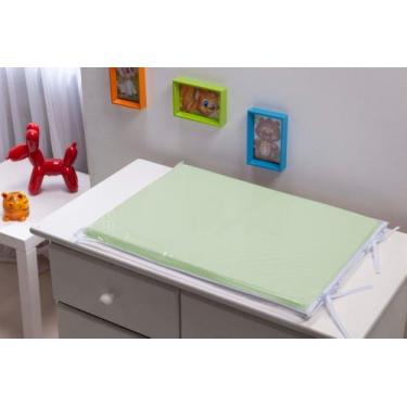 Imagem de Trocador para comoda de bebê Verde chá com vies branco plastificado co