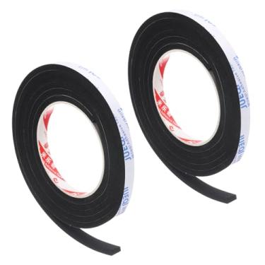 Imagem de Fita de espuma isolante de 0,9 cm L x 0,5 cm de comprimento x 1,6 m, 2 rolos de EVA autoadesivo para isolamento térmico de janela de porta de tubo à prova de som, colisão antivibração, preto