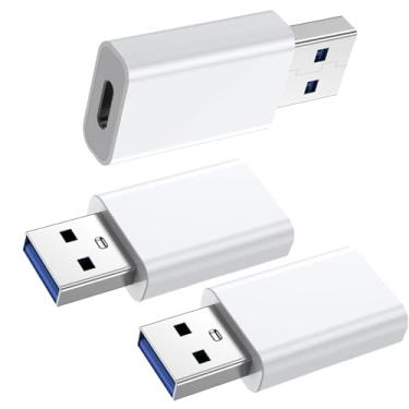 Imagem de Adaptador USB C, conversor de carregador USB-C fêmea para USB macho para MagSafe Watch 10 9 8 7 SE Ultra iPhone 16 15 14 13 Mini Pro Max iPad Samsung Galaxy Pixel CarPlay Branco pacote com 3