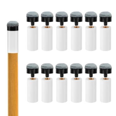 Imagem de 12 peças de substituição de pontas de tacos de bilhar, pontas de bastão de sinuca de 1,2 cm com virolas brancas para taco de sinuca parafuso em pontas de tacos acessórios de mesa de sinuca para tacos