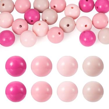 Imagem de 20 peças de contas de acrílico opacas cor rosa Bubblegum 20 mm redondas grandes contas de acrílico bola grossa para caneta DIY Beadable chaveiro fabricação de joias pulseira colar suprimentos