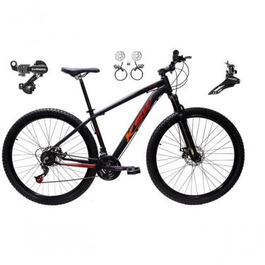 Imagem de Bicicleta Aro 29 Ksw Xlt 24v K7 Câmbios Shimano Freio Hidráulico Garfo Trava - Preto/vermelho/laranja Tam.19