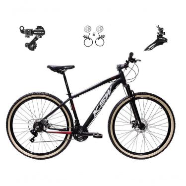 Imagem de Bicicleta Aro 29 Ksw Xlt 24v K7 Câmbios Shimano Freio Hidráulico Garfo Trava Pneu Faixa - Preto/vermelho/branco Tam.17