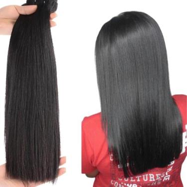 Imagem de Cabelo Humano Natural 65cm Com 200 Gramas Castanho Solto - mhair