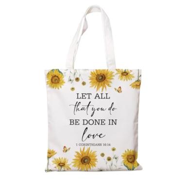 Imagem de Bolsa de lona para presente para vovó, Let All That You Do be Done in Love, sacolas brancas úteis, boas sacolas de compras, presentes cristãos para mulheres, sacolas estéticas, ótimos presentes ideais