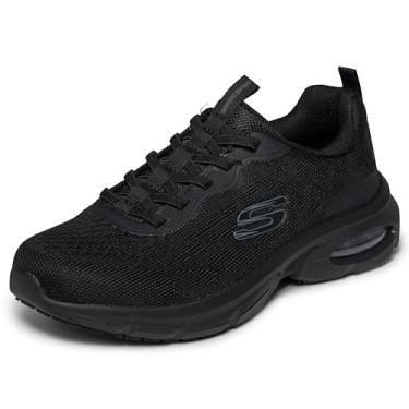 Imagem de Skechers Tênis esportivo feminino Skech Ventura antiderrapante com cadarço com espuma viscoelástica resfriada a ar, Preto, 38