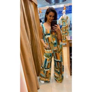 Imagem de Macacão Pantalona Longo em Malha com Alça Larga-Feminino