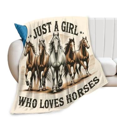 Imagem de SweetFox Just A Girl Who Loves Horses Blanket, cobertor de decoração de cavalo, presentes para meninas, meninos, amantes, super quente, macio, flanela, inverno, cobertores para crianças, adultos