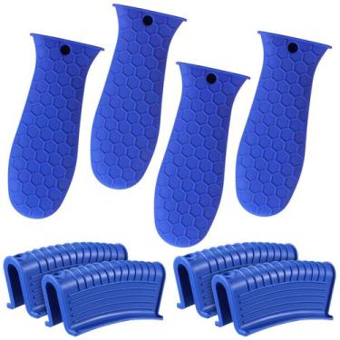 Imagem de Suporte de panela Patelai Silicone Resistente ao Calor, 8 peças, azul