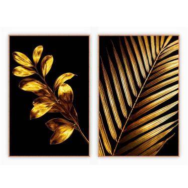 Imagem de Kit Com 2 Quadros Decorativos Florais Com Moldura Para Sala Quarto Escritório 82x122 Floral 020