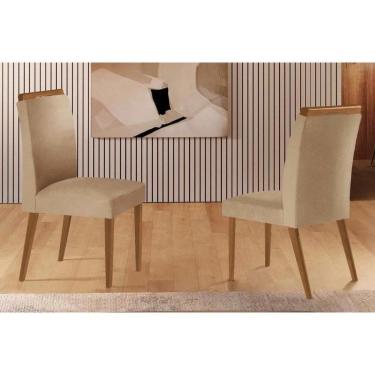 Imagem de Kit 2 Cadeiras Sala Jantar Athenas 2 Un Madeira Capuccino-linho Bege Turim - Rufato