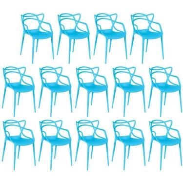Imagem de Kit 14 Cadeiras De Jantar Allegra Design Empilhável - Azul