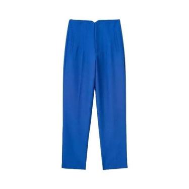 Imagem de Calças de Alfaiataria Femininas de Cintura Alta - Preto, Rosa e Branco