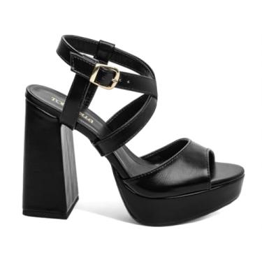 Imagem de Sandália Meia Pata Feminina Salto Bloco com 11cm, Revestido em Napa Preto, Trabalho, Formatura e Casamento.., Referência: 1003A, Cor: Preto, Torricell@ (BR, Adulto, Numérico, 39)