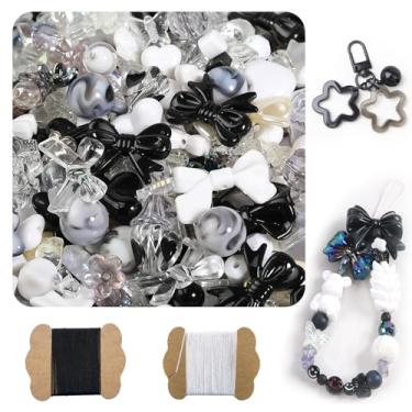 Imagem de Contas de acrílico sortidas de 500 g, 600 a 760 peças, contas fofas para fabricação de joias, 10 m, 0,8 mm, tira de nylon, flor, estrela, urso, arco estético, berloques kawaii para pulseira, colar