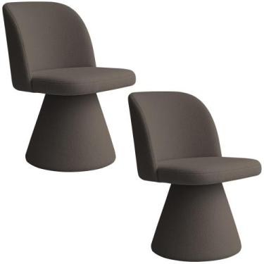 Imagem de Kit 02 Cadeiras de Jantar Giratória Liz Bouclé Marrom - Nexta Casa