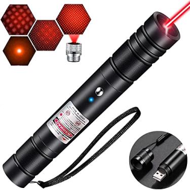 Imagem de QUEOPFU Laser vermelho de alta potência, laser de alta potência [atualização de material], caneta laser [2000 metros] Red Lazer recarregável por USB para ensinar caça, lanternas de astronomia ao ar
