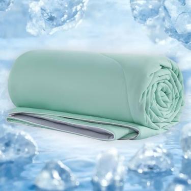 Imagem de Edredom refrescante tamanho queen, cobertor refrescante para dormir quente, cobertor frio dupla face para suores noturnos, edredom leve macio e fresco, verde 229 x 228 cm