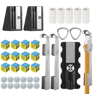 Imagem de Kit completo de reparo de taco de sinuca de 38 peças, conjunto completo de ferramentas e acessórios para manutenção de tacos