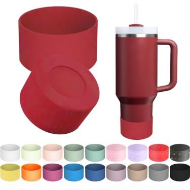 Imagem de 1 bota de silicone para copo Stanley Quencher H2.0 30/1,134 g, IceFlow 20/850.5 g e Hydro Flask 340.2-680.4 g - capa protetora inferior (cranberry)