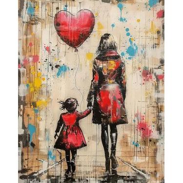 Imagem de VNUIEHG The Graffiti Paint by Number for Mother Back Pintura DIY em tela com pincéis, tintas acrílicas, grafite para parede, por números, para adultos iniciantes 40,6 x 50,8 cm (sem moldura)