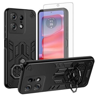 Imagem de Asuwish Capa de celular para Motorola Edge 50 Pro com protetor de tela de vidro temperado e suporte de anel rígido fino de couro PU híbrido acessórios para celular Moto Edge50 50Pro 5G feminino