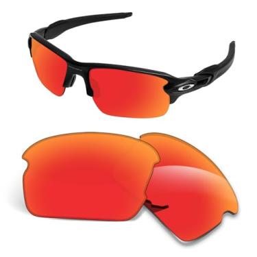 Imagem de Lentes de substituição de 1,5 mm compatíveis com óculos de sol Oakley Kids Flak XS OJ9005 juvenil, resistente a arranhões e impactos - laranja vermelho polarizado