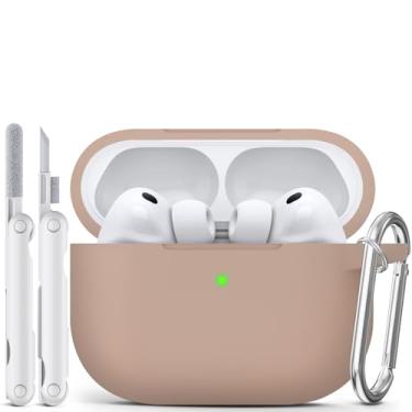 Imagem de MCTOPZO Capa para AirPods Pro 3 2025 vem com kit de limpeza, capa protetora de silicone macio para Apple AirPods Pro 3ª geração com chaveiro, capa para AirPod Pro 3 para mulheres e homens - marrom