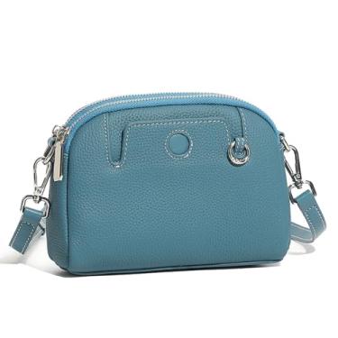 Imagem de MFFOR Bolsas transversais para mulheres, bolsa de ombro de couro legítimo, mini bolsa de viagem, bolsa, bolsas com alça removível, Azul, Mini, Mini bolsa tiracolo azul