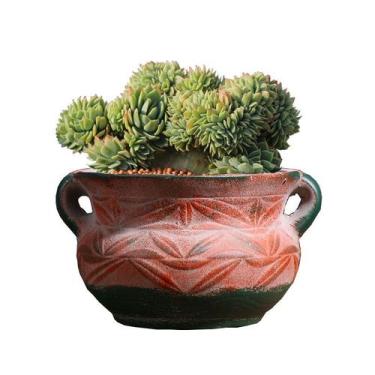 Imagem de Vaso de flores cerâmico estilo mediterrâneo vermelho vintage 18,5 x 18