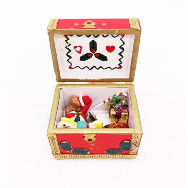 Imagem de Caixa de Natal em miniatura para móveis de casa de bonecas em escala 1:12