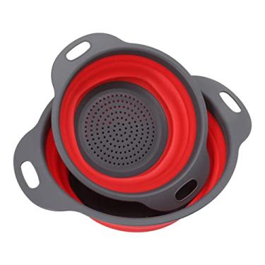 Imagem de 2 pçs cesta de escorredor dobrável redonda retrátil grande pequena cesta de drenagem conjunto legumes cesta de lavagem de frutas