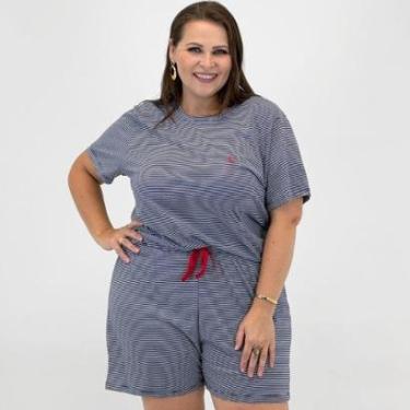 Imagem de Pijama Bela Notte Listrado Plus Size Manga Curta com Shorts Feminino-Feminino