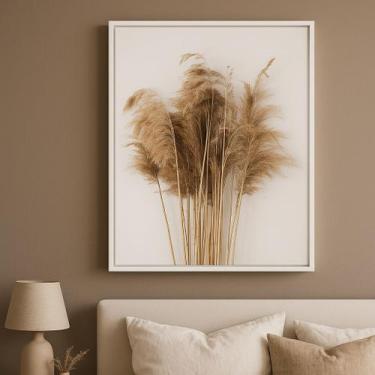 Imagem de Quadro Decorativo Canvas Folhagens Secas-Mold.Branca Tamanho:70x50cm -