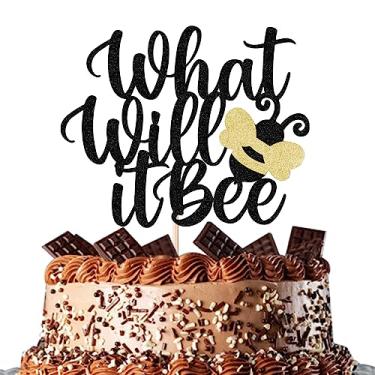 Imagem de WRACKKIAR What Will It Topo de bolo de abelha - chá de bebê de abelha decoração de festa de aniversário - chá de bebê - decoração de bolo revelação de gênero ele ou ela chá de bebê evento decoração de
