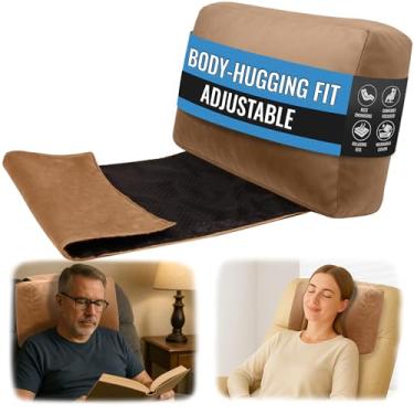 Imagem de Almofada reclinável para encosto de cabeça, almofada versátil de suporte de pescoço com capa de veludo para adultos, acessório ideal para cadeira, sofá, escritório, cama, alívio da dor lombar, viagens