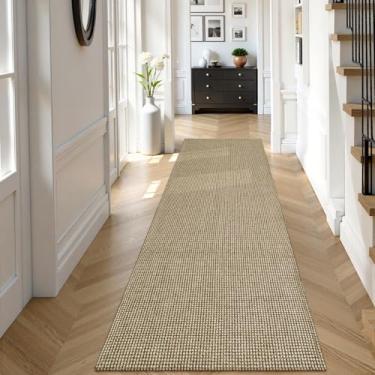 Imagem de Uphome Tapete de corredor de cozinha, tapete boho lavável de 2'6x8 para corredores, antiderrapante, tapete moderno de algodão tecido de baixa película, tapete de corredor de quarto resistente a