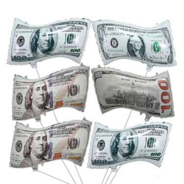 Imagem de 6PCS Dollar Bill Foil Balloons - New & Old Style Set of 6 | Large 26 inch Fake Money Balloons for Casino Party, Photo Booth, Graduation, Birthday Decorations, reusable