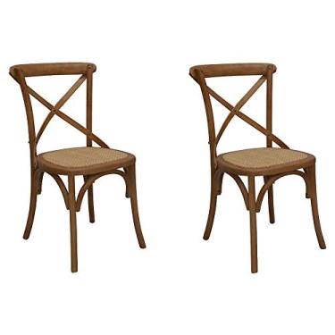 Imagem de Kit 2 Cadeiras Decorativas Sala De Jantar Cozinha Danna Rattan Natural Bétula- Gran Belo