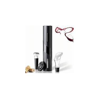 Imagem de Kit Abridor de Vinho Elétrico Recarregável Usb - 4 Peças : Abridor Automático, Cortador de Lacre, Dosador e Rolha á Vácuo - Elegante e Ótima Opção para Presente