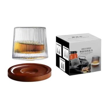 Imagem de Copo Rotativo para Whisky 200ml com Base de Madeira