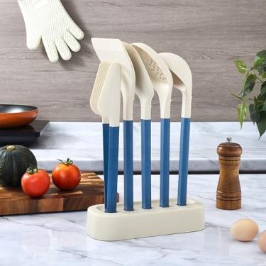 Imagem de Conjunto grande de utensílios de cozinha de silicone para panelas antiaderentes, conjunto de espátula de cozinha resistente ao calor de 230 °C com suporte, pode ser lavado na lava-louças, livre de BPA